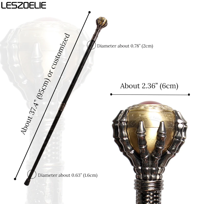 10 Cores 95cm Luxo Evil Dragon Claw Crystal Ball Walking Stick Homens Moda Walking Canes Mulheres Partido Decorativo Walking Stick