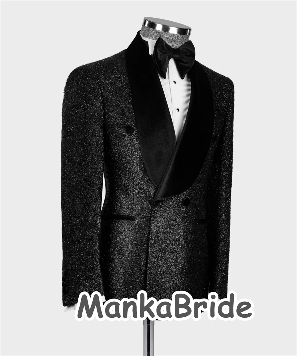 Luxury Wedding Tuxedo Black Formal Groom Men Suits 2pcs Blazer Pants Double Breasted Business Party Wear Prom Dress for Men