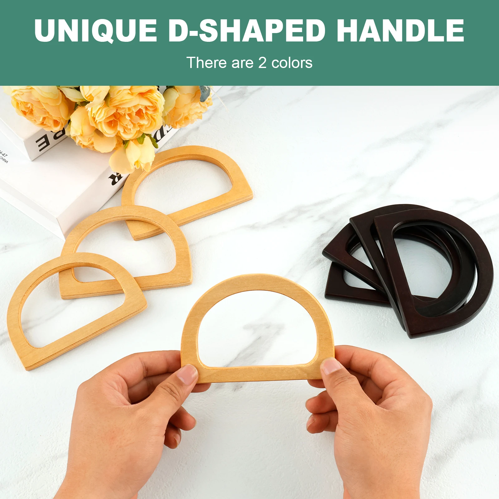 8Pcs Bag Handle D Shaped Handbag Handles 2 Colors Purse Handles 3.3&times;4.7&times;0.35 Inch Purse Handle Tool Decorative Handbag