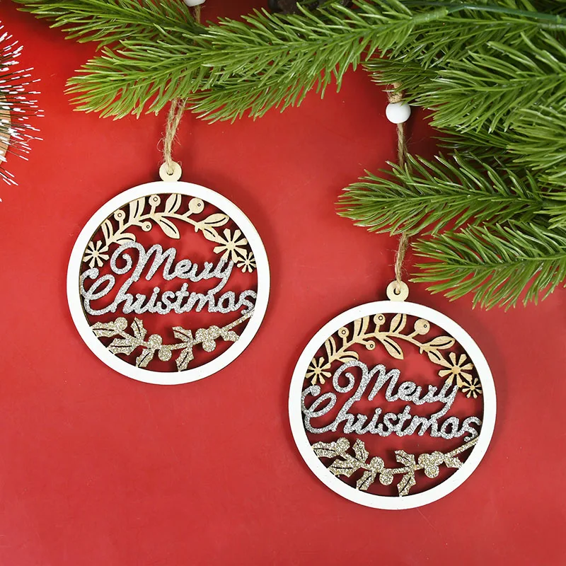 

Elk Round Wooden Crafts Ornaments Christmas Tree Pendants Noel Navidad Decoration Merry Christmas Home New Year Decor Kids Gifts