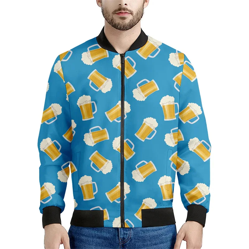 thumbnail image 1 of Chaquetas con estampado 3D de dibujos animados para fanáticos de la cerveza, sudadera de manga larga de gran tamaño para hombre, ropa de calle moderna, chaqueta bomber informal con cremallera, abrigo, 1 of 5