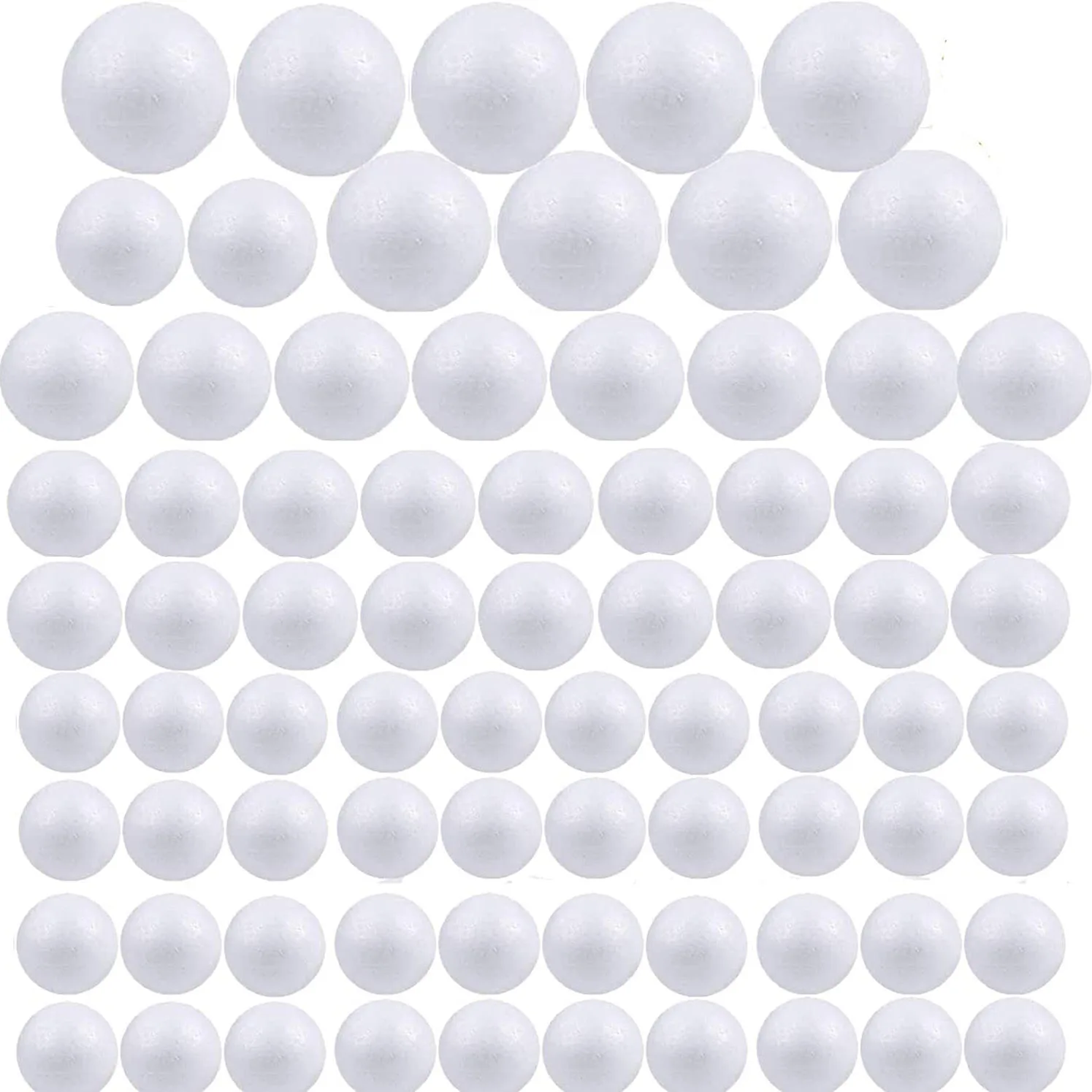 WhiteFoamBalls80Pieces4SizesCraftFoamBallsStyrofoamBallsArt