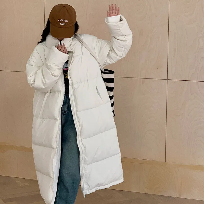 

WYBLZ Winter Women's Jacket 2023 New Korean Style Long Winter Warm Down Padded Jacket Mid-Length Loose Thickened Bread Coat