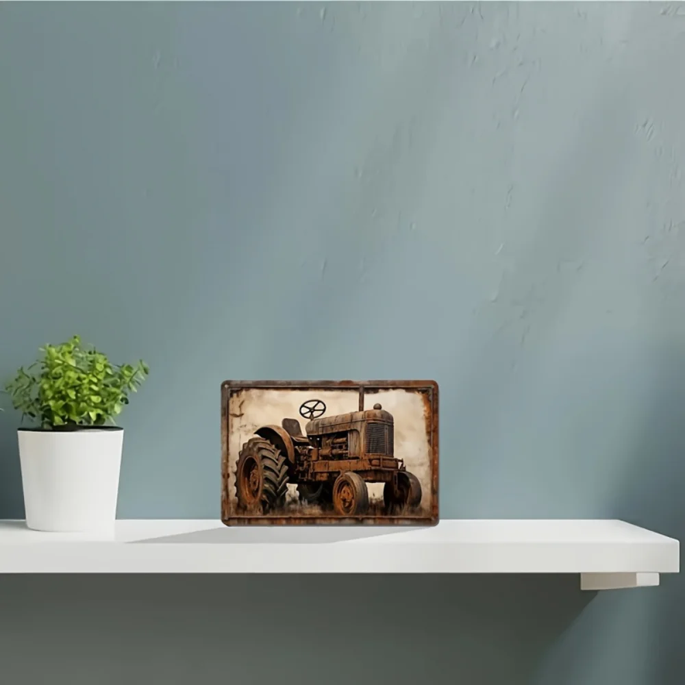 Letrero Metálico Vintage Para Garaje – Anuncio Retro De Tractor – Placa De Aluminio Hecho A Mano – Regalo Para Taller