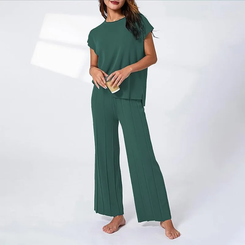 2 Piece Sets for Women Casual Summer Lounge Set Cap Sleeve Tops and Elastic Waist Shorts Tracksuit trousers summer tracksuit sets oversized t shirt trousers fashion streamline 2 piece men suit short sleeve pants casual streetwear blue