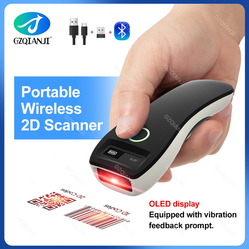 Barcode Scanner 1d 2d qr Cmos 24g sem Fio Usb Bluetooth Mini Leitor qr Bolso para barcode scanner 1d 2d qr cmos 24g sem fio usb bluetooth mini leitor qr bolso para
