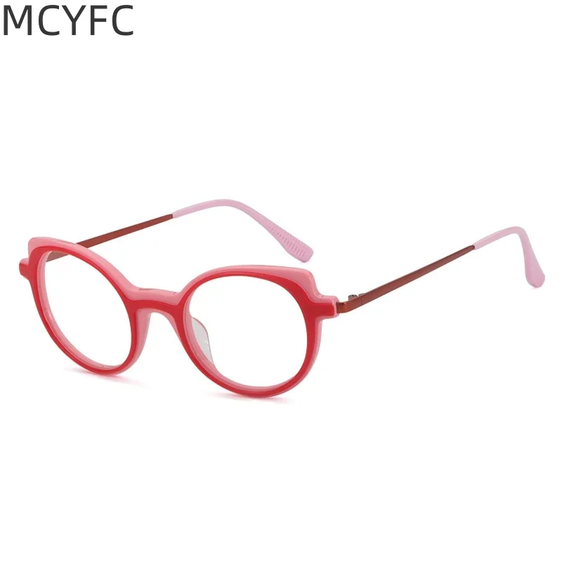 

MCYFC Cat Eye Style Acetate=Metal Material Eyeglasses Frame for Women Fashion Personality Trend Full Rime Glasses Frames for Men