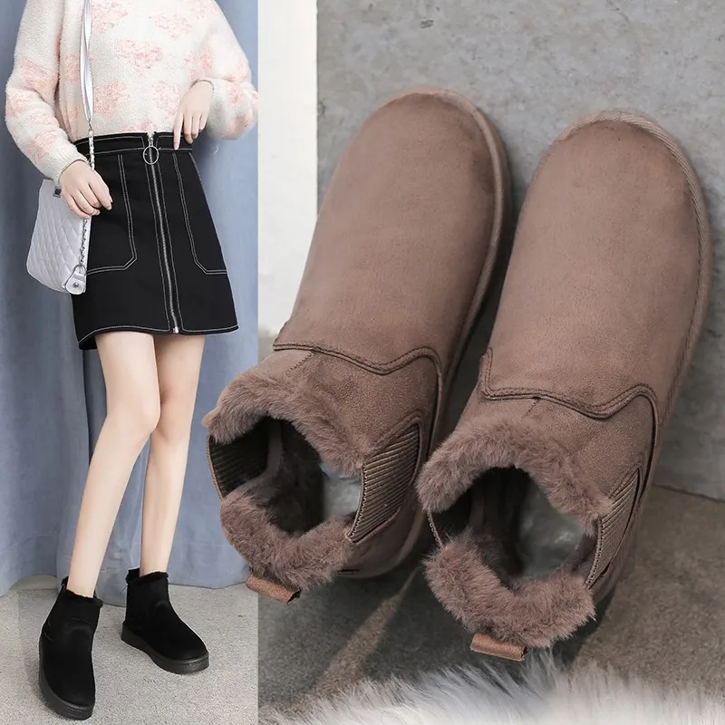 New Women Boots Thickening Plus Velvet Winter Fashion Warm Short Boots Cotton Shoes Women'S Snow Winter