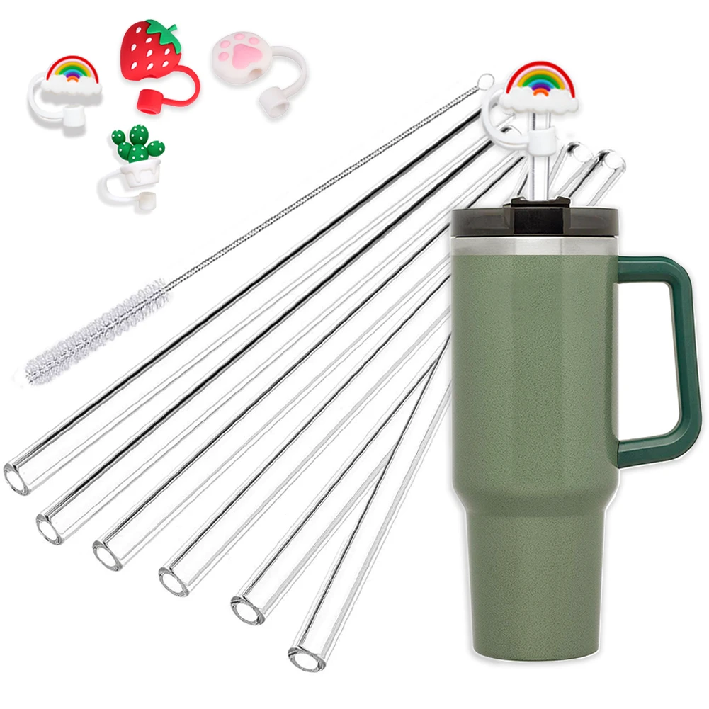 Airboat 8Pack Replacement Straws for Stanley 40oz 30oz 20oz 14oz Tumbler, Reusable Clear Straws Compatible with Stanley Adventure Quencher Travel Mug