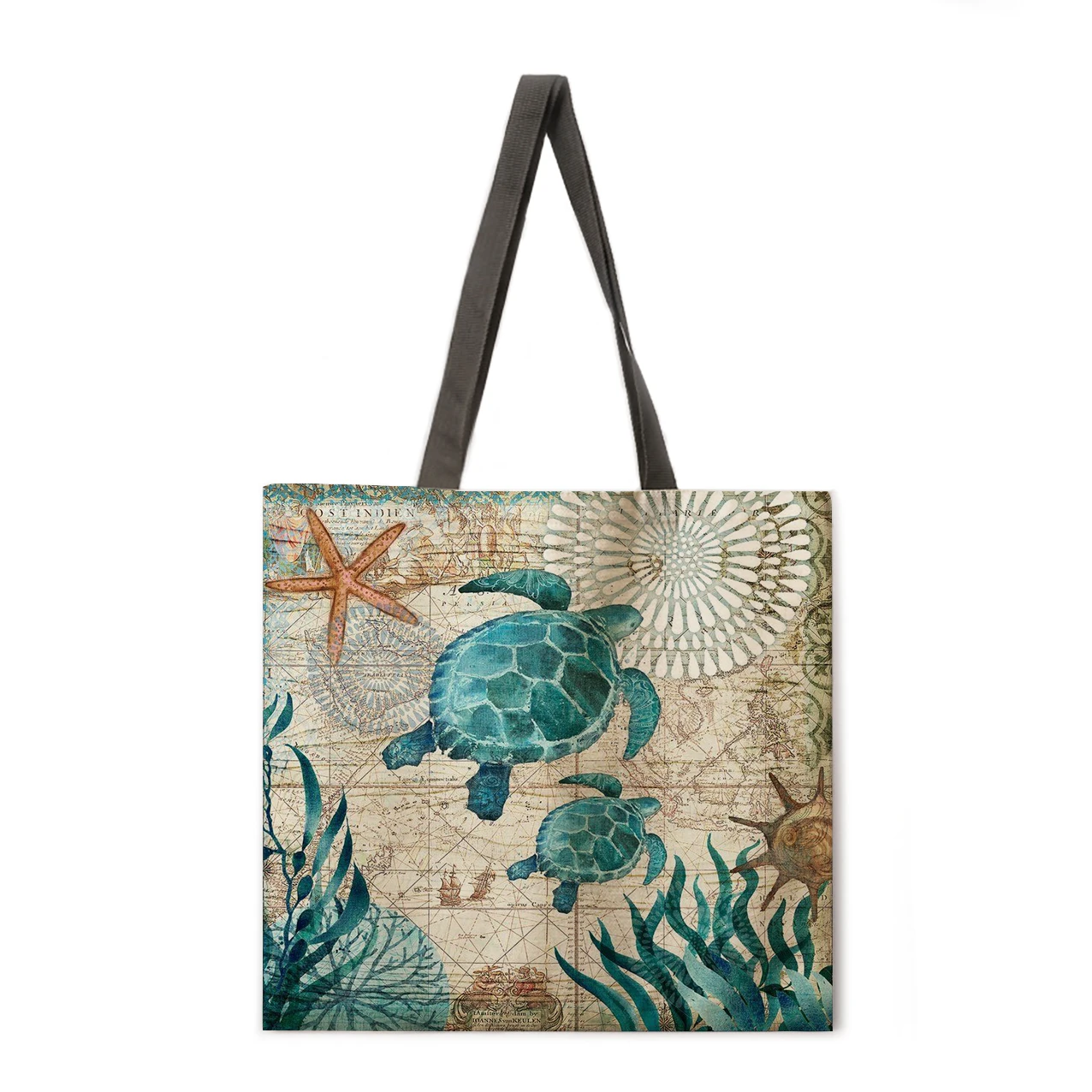 

Ladies Bags Ocean Pattern Printed Shoulder Shopping Bags Ladies Casual Ladies Large Capacity Linen Shopping Totes Tote Bags
