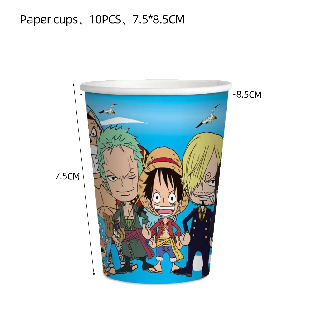 thumbnail image 1 of Suministros para eventos de fiesta de cumpleaños de una pieza, figura de Anime Luffy Ace, plato y vaso de papel, servilleta, Festival de Baby Shower, decoraciones para fiestas DIY, 1 of 4