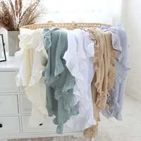 Ruffle Muslin Baby Blanket for New Born Swaddle Wrap Newborn Receiving Blankets Infant Baby Stuff Bath Towel Bedding Quilt 1
