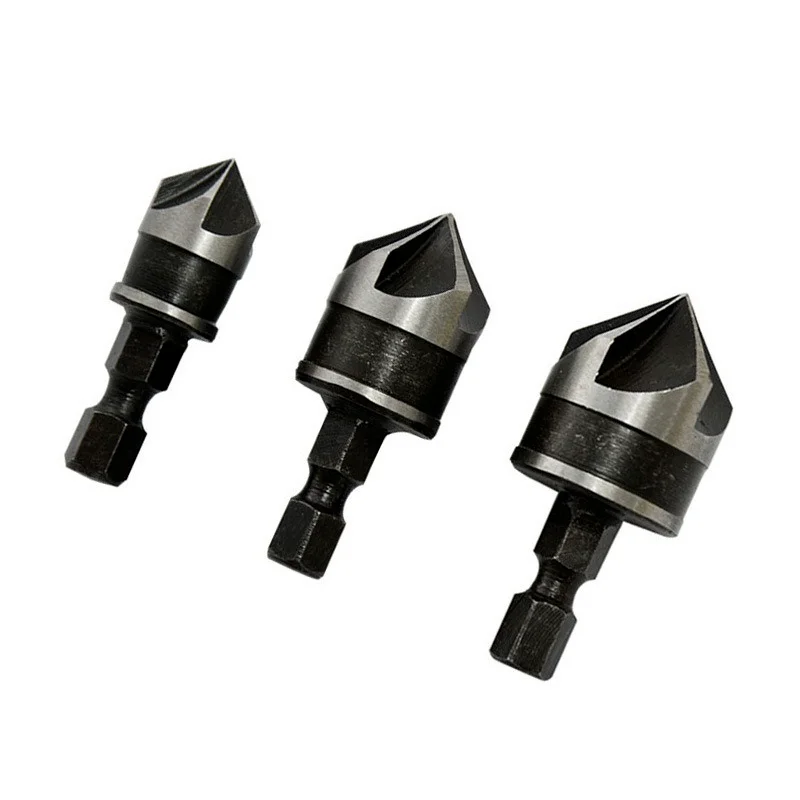 1/3pcs 82 Degrees Chamfer Drill Bit Set 12/16/19mm 5 Flute Woodworking Drill Bit Cutter Countersink Set Metal Drilling drill bit set drill bits drill bit woodworking drill countersink drill bit woodworking drill bits countersink drill drill cutter woodworking drill tool set