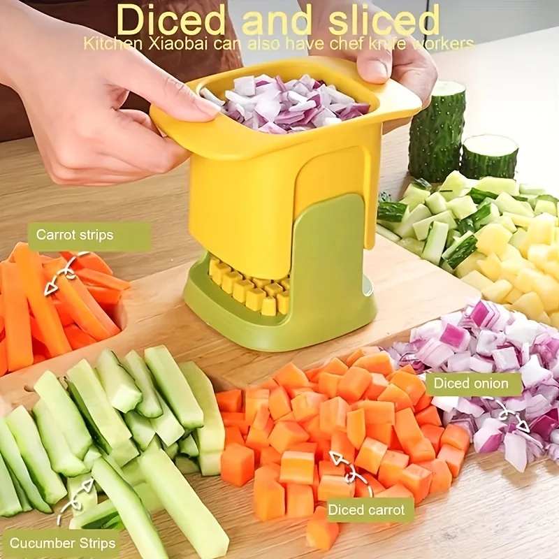 1pc Multifunctional vegetable chopper for cutting and slicing, vegetable chopper with container, manual pressure food slicer