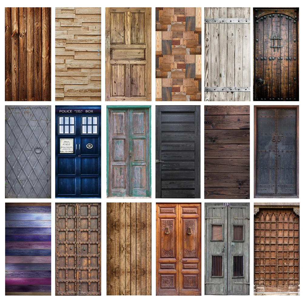 Tanio Drzwi Retro naklejki imitacja drewna drzwi tapety sklep