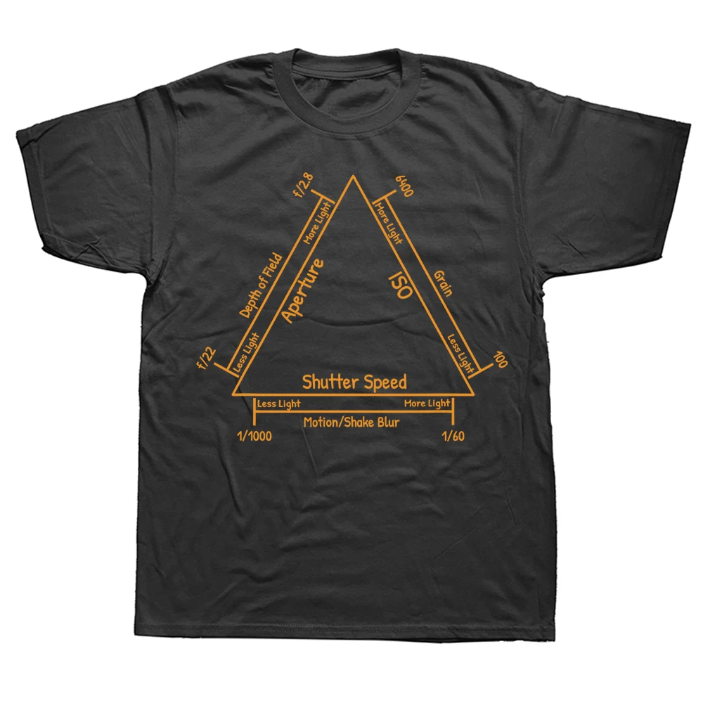 Lustiges Fotografie-Dreieck Unisex-T-Shirt aus reiner Baumwolle, Streetwear, Humor-T-Shirt, lockere Passform, Kleidung für Männer und Frauen, kurze Ärmel