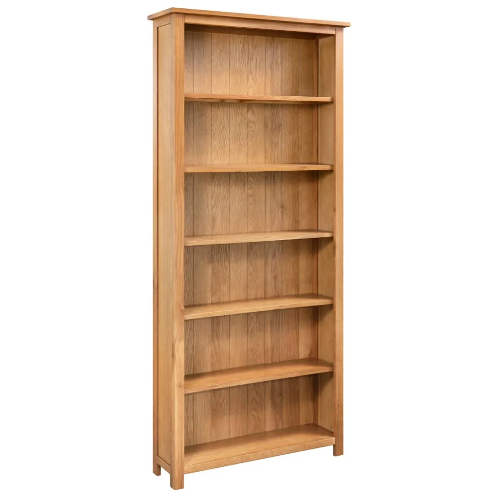 

6-Tier Bookcase 31.5"x8.9"x66.9" Solid Oak Wood Office Furniture