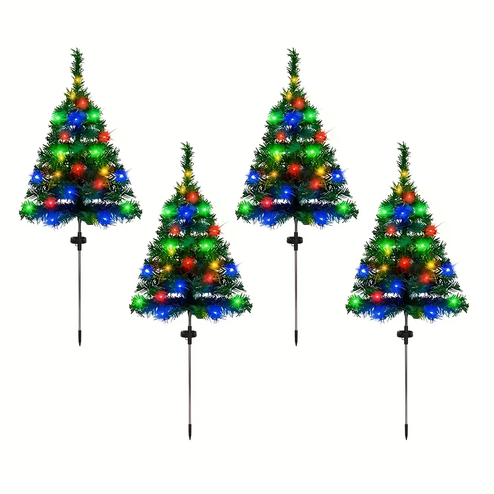 1/2/4PCS LED Solar Christmas Tree Lights Waterproof Outdoor Lawn Lamps for Garden Patio Landscape Party Decor