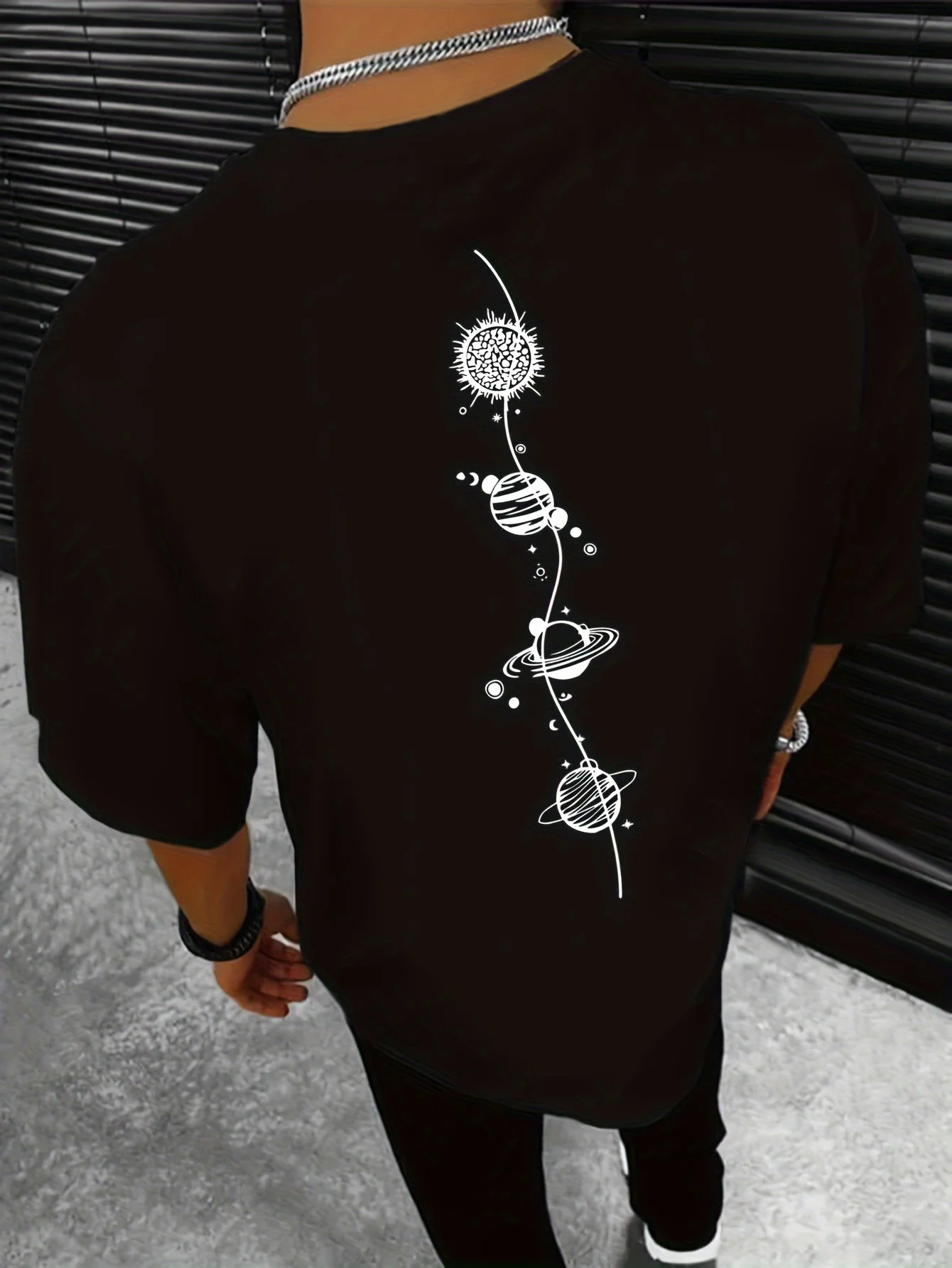 Mens Cotton Summer Planet Graphic T Shirt