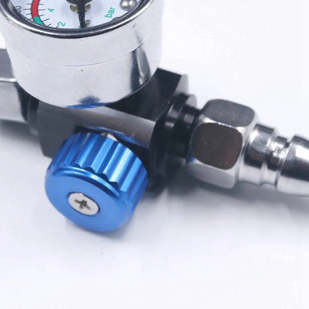 1/4 Inch Bsp Mini Air Regulator Valve Tool Durable Small Tail Pressure Gauge with Nozzle for Spray Tool