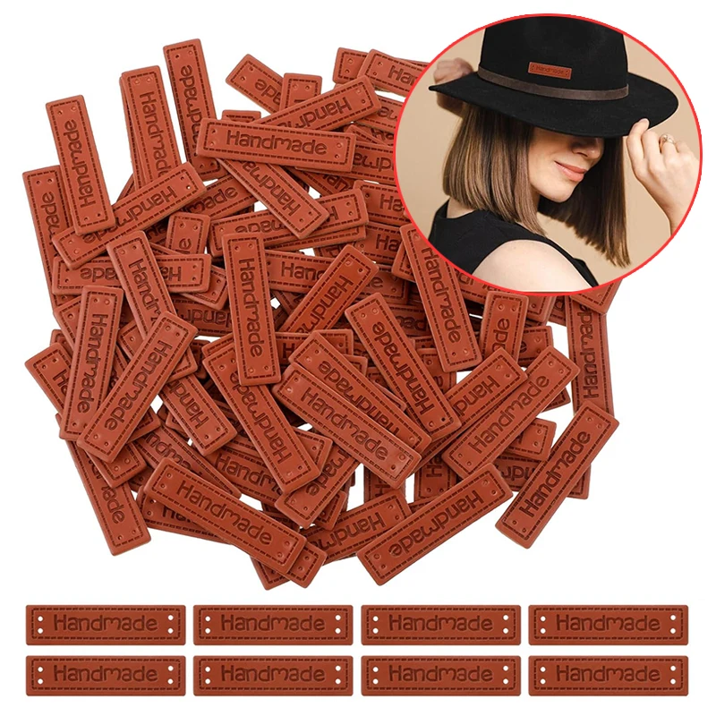 Etichette per abbigliamento 30 pezzi Etichetta in pelle PU Etichetta per abbigliamento fatta a mano con fori Decor Etichetta in maglia Borsa per jeans fai da te Scarpe Accessori per cappelli