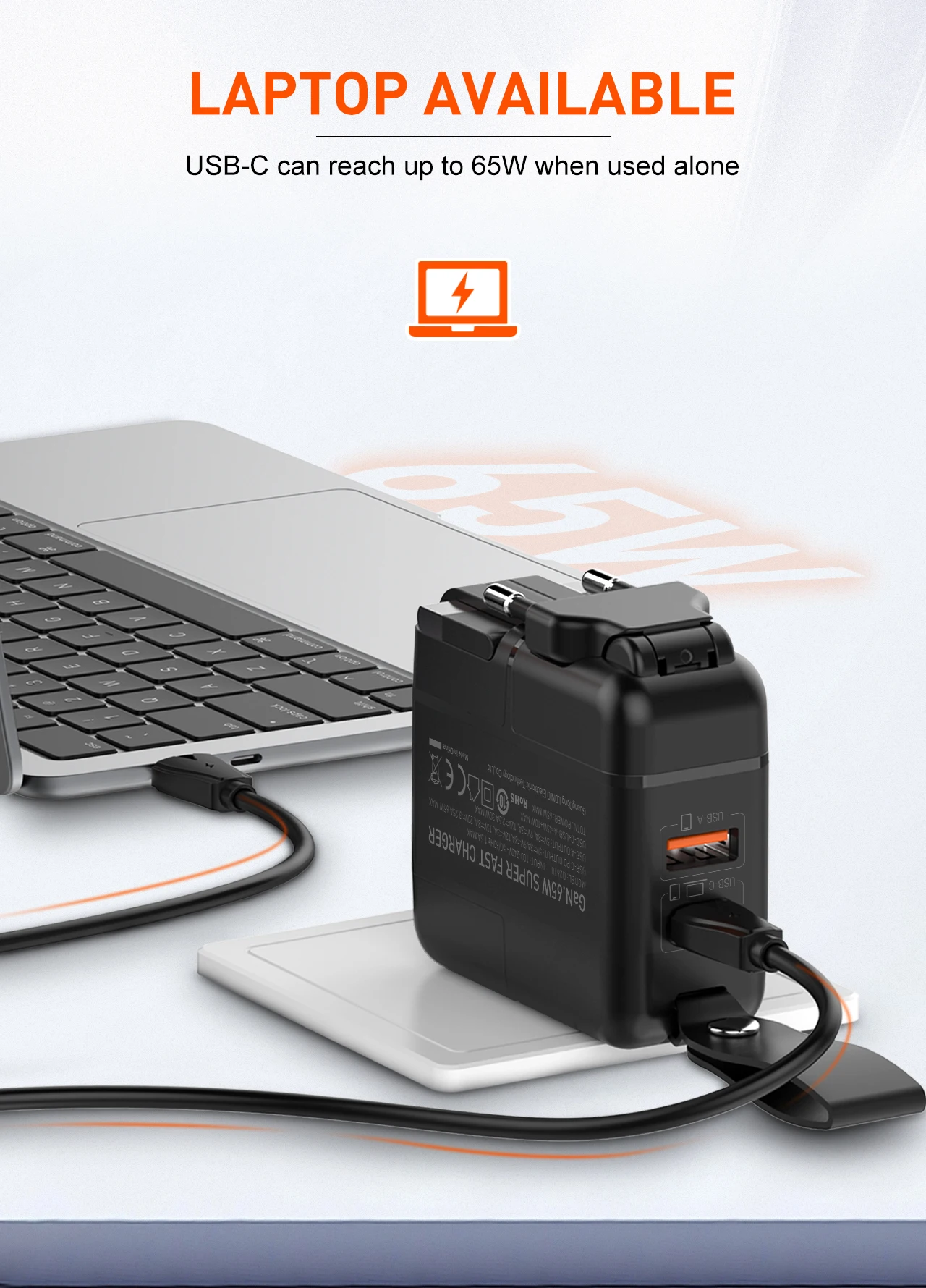 LDNIO 65 واط USB C شاحن GaN شاحن السفر 2 USB منافذ شحن سريع محول السفر العالمي المملكة المتحدة/الاتحاد الأوروبي/الولايات المتحدة الأمريكية/الاتحاد الأفريقي التوصيل لأجهزة الكمبيوتر المحمولة