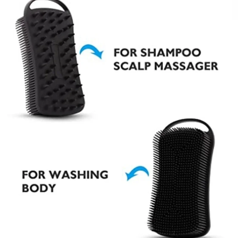 exfoliating shower brush shower scrubber bath brush exfoliating scrubber exfoliating shower scrubber 2 In 1 Silicone Shower Brush Scrubber Soft Silicone Scalp Massager Shampoo Brush Double-Sided Body Foam Skin Clean Tool