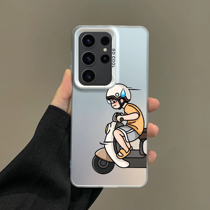 Silver IMD Cover - Cute Couple Electric Car Design Phone Case