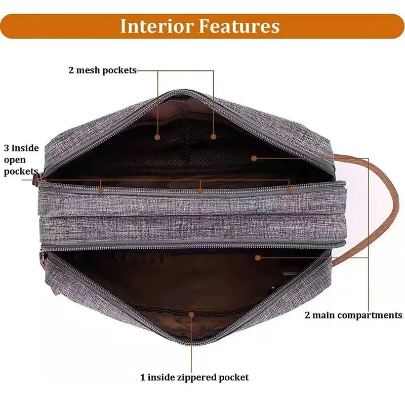 Foldable Men's Travel Toiletry Bag, Large Capacity Oxford Cloth Waterproof Bag, Double-Layer Storage for Cosmetics & Toiletries