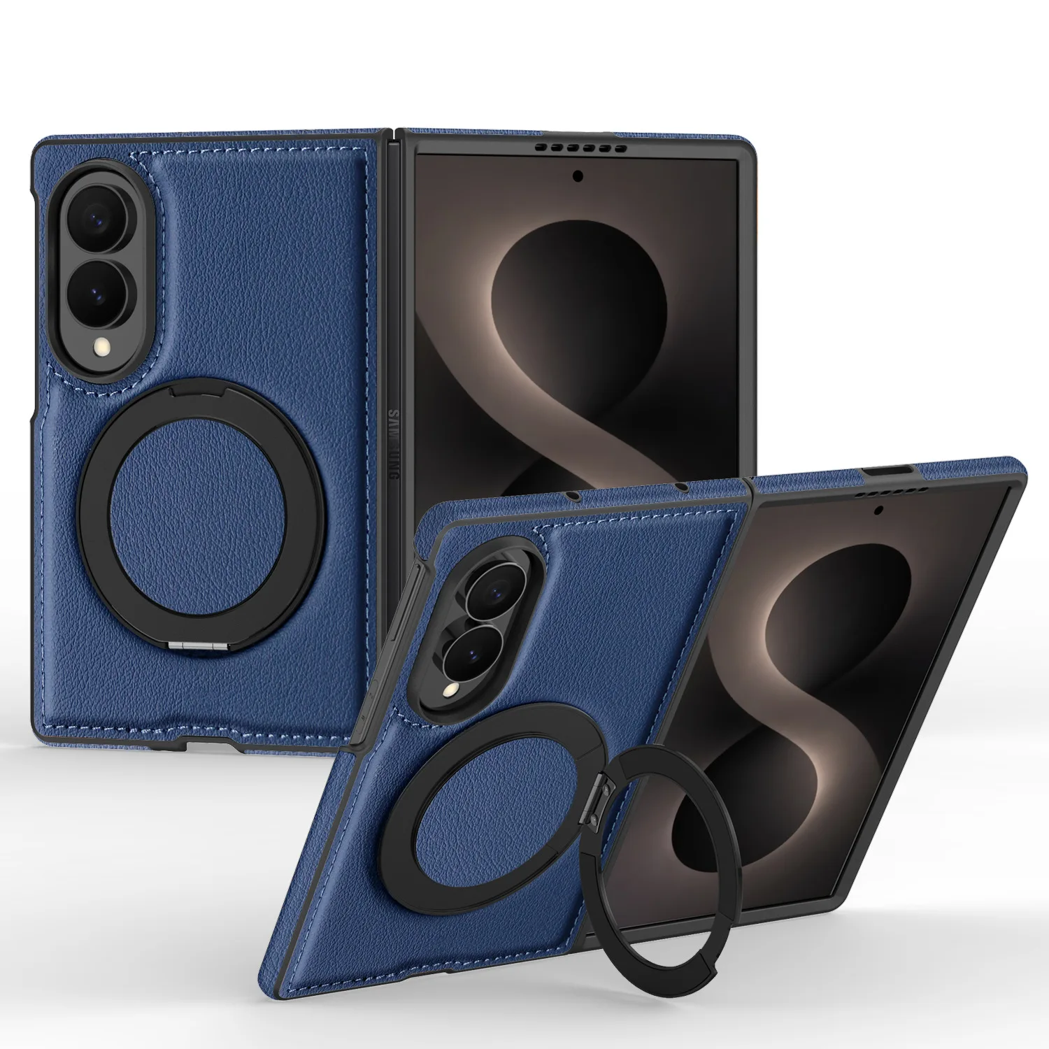 Luxury Leather Texture Rotating Bracket Case with Magnetic Charging Cover