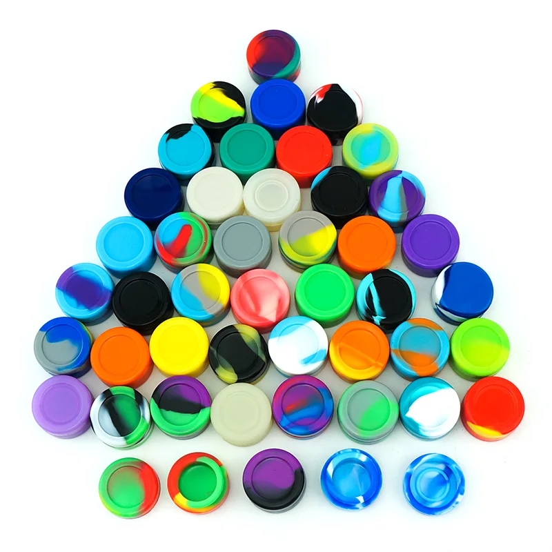 

5 pcs 3ML 5ML 7ML silicone wax container Pill Storage box Oil container smoking tobacco container