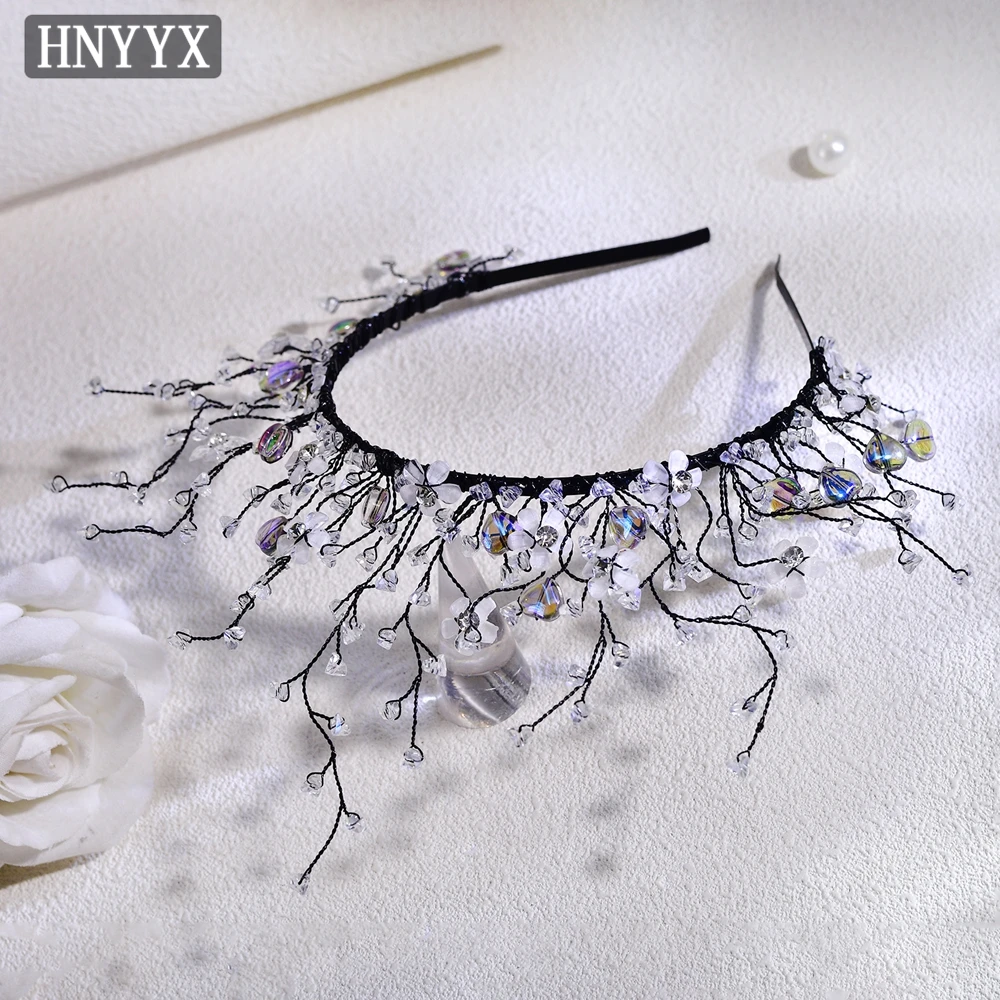 HNYYX Cute Princess Crown Bridal Jewelry Set Women's Headband Earring Set Bridal Wedding Hair Accessories Party Gift A243