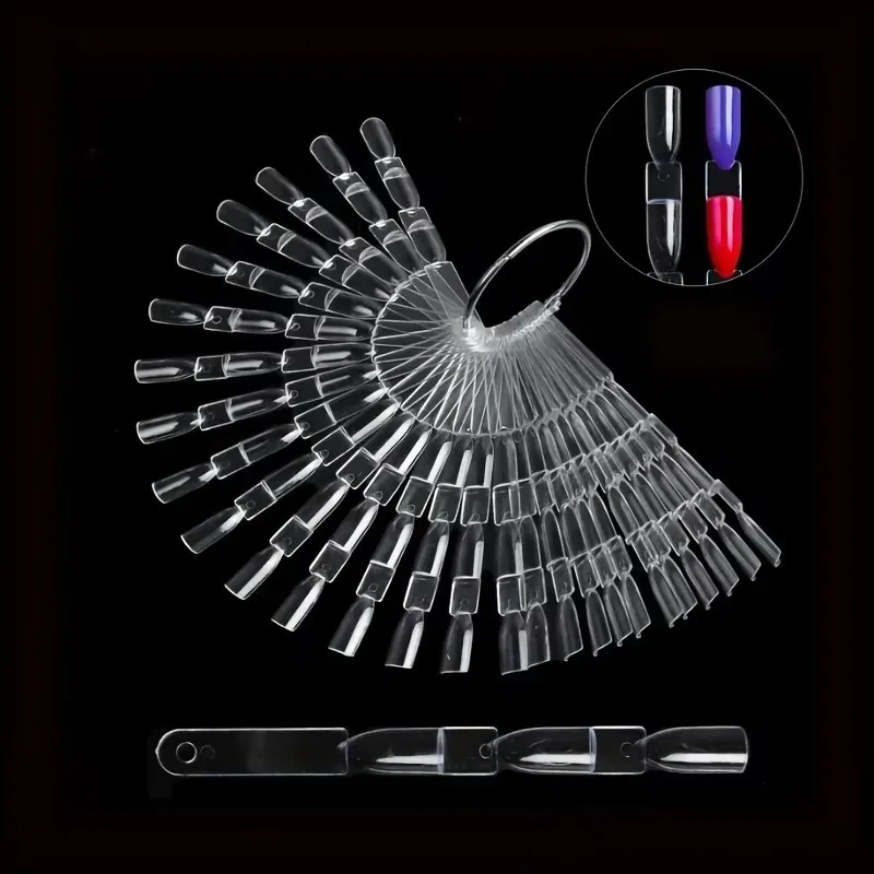 50 Nail Color Cards Clear Nail Color Chart Display Gel Polish Template Art Sample Station Acrylic Palette