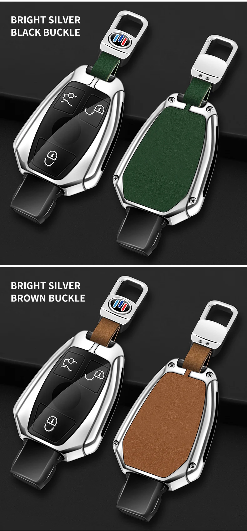 Custodia per chiave A distanza per auto in lega di zinco Shell Fob per Mercedes Benz A B C classe E GLA CLA GLC CLS W204 W221 W205 W176 W212 W463 AMG - S048bd14e55f04f8f8eb131f2897a406fW