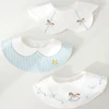 3Pcs Set Japanese Style Infant Toddlers Baby Bibs Cotton Cartoon Embroidery Newborn Burp Cloths Boys Girls Saliva Towel 1