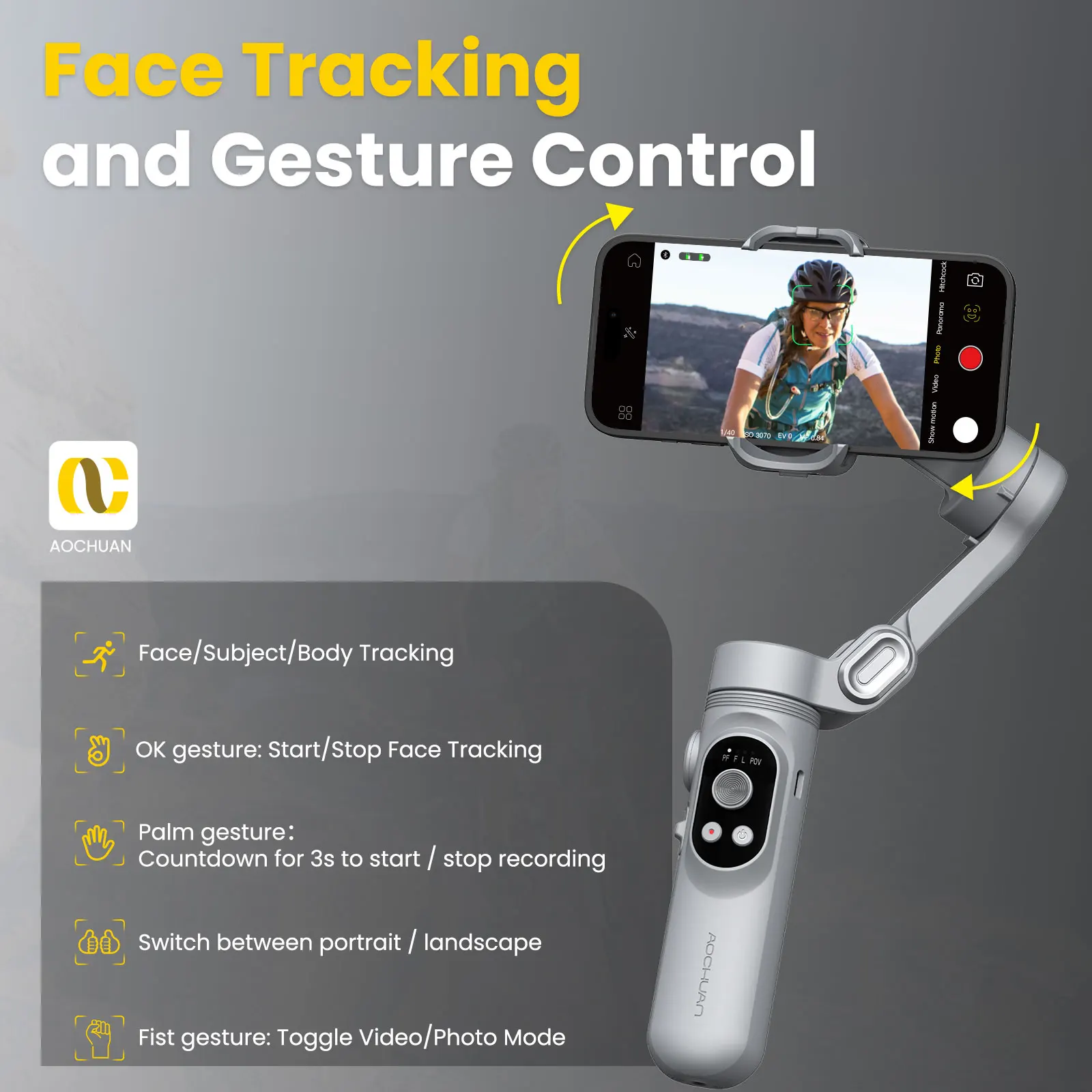 Estabilizador Gimbal 3 Ejes Para Smartphone Con Luz RGB - Plegable, Seguimiento Facial, Para IPhone Y Android