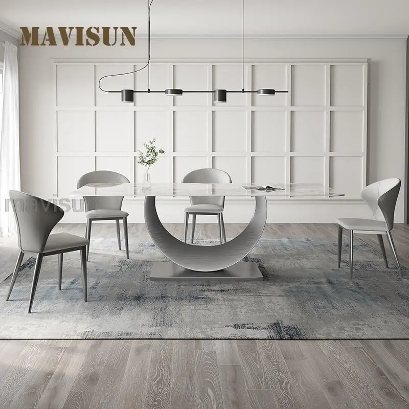 Dining Table Chair Combination Sintered Stone Dining Table Italian Minimalist Slate Dining Table Size Apartment Light Luxury Modern High-end Rectangular Creative Designer Kitchen Table