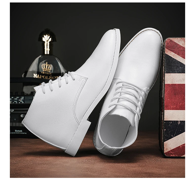 2023 New High-top Men's Casual Leather Shoes Classic White Business Men's Derby Shoes Fashion Pointed toe Dress Shoes Men Oxford