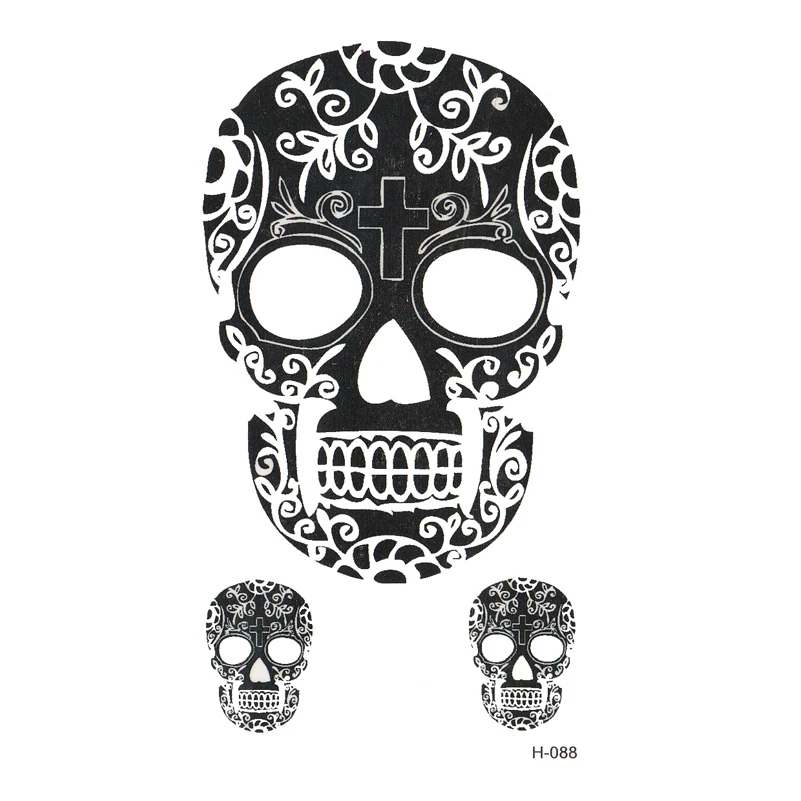 Totenkopf temporäre Tattoos wasserdicht temporäre Körperkunst Flash Tattoo Aufkleber Tattoo für Männer und Frauen Henna Tattoo – Detail 1