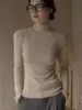 Women's High Neck Long Sleeve Wool Sweater, Slim Fit, Monochromatic, Casual, Autumn, Winter 1