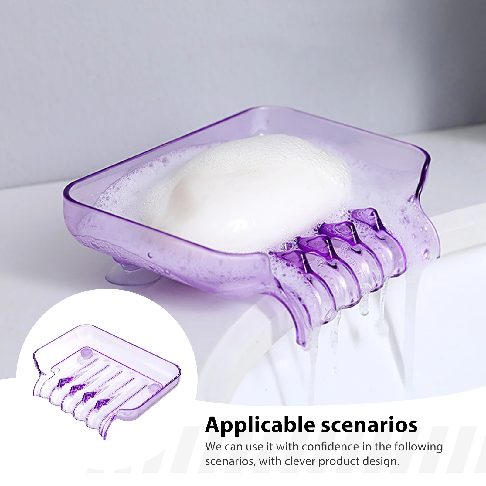 Portable Self Draining Soap Dish Bathroom Accessories Waterfall Soap Holder with Suction Cup Kitchen Draining Soap Storage Rack