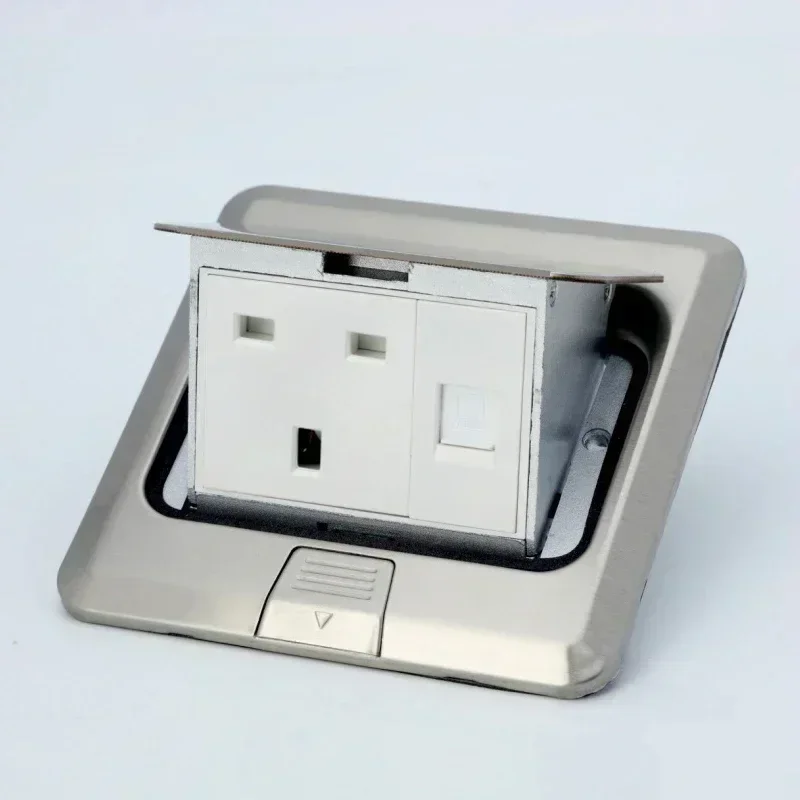 Stainless Steel Pop-Up Floor Socket with Universal Power Outlet