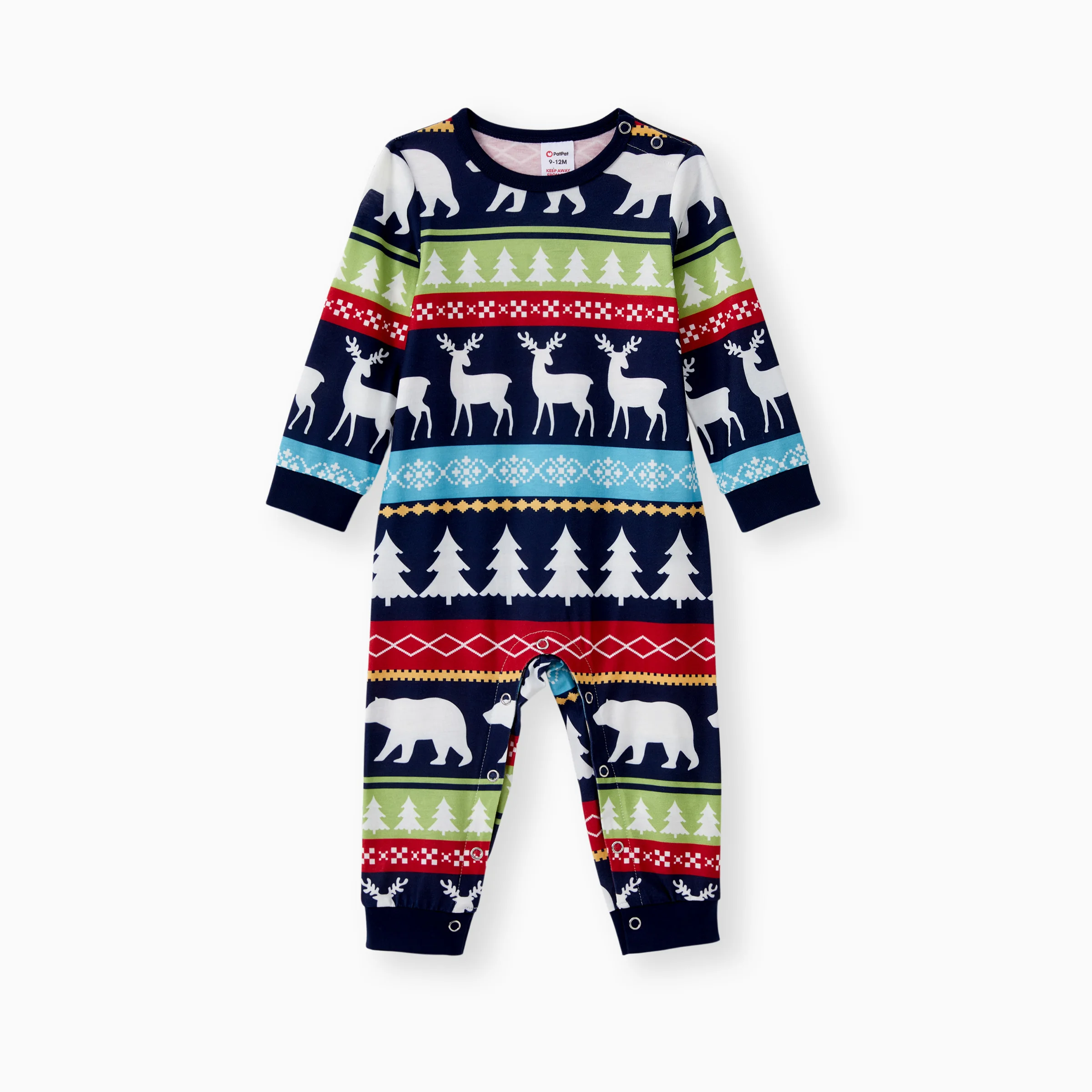thumbnail image 2 of Conjuntos de pijamas navideños a juego para toda la familia con renos y gráficos grandes, 2 of 5
