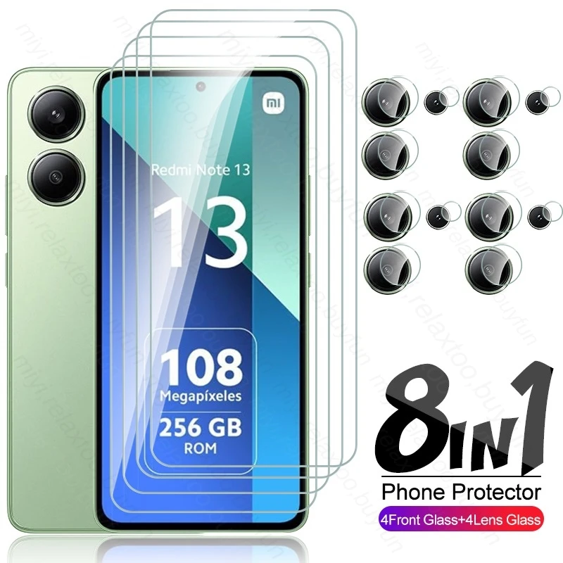 

8In1 For Xiaomi Redmi Note13 Note 13 4G Glass Camera Lens Protector On Redmy Redme Not 13 Pro 4G 5G Tempered Glass Screen Film