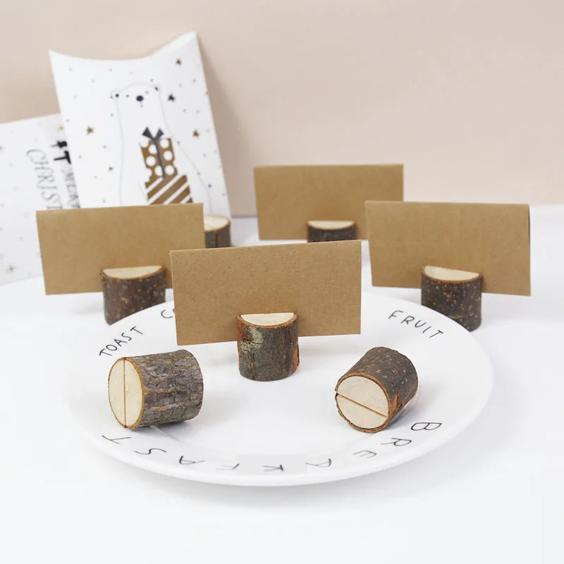 5/10/30set Natürliche Holz Tischkartenhalter Rustikale Tischschild Nummernhalter Kraft Tisch Tischkarten Hochzeit Party Dekoration – Detail 11