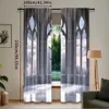 2Pcs Gothic Curtains Medieval Stone Balcony Graphic Design Mystic Middle Age Story For Bedroom Living Room And Dining Room A 4