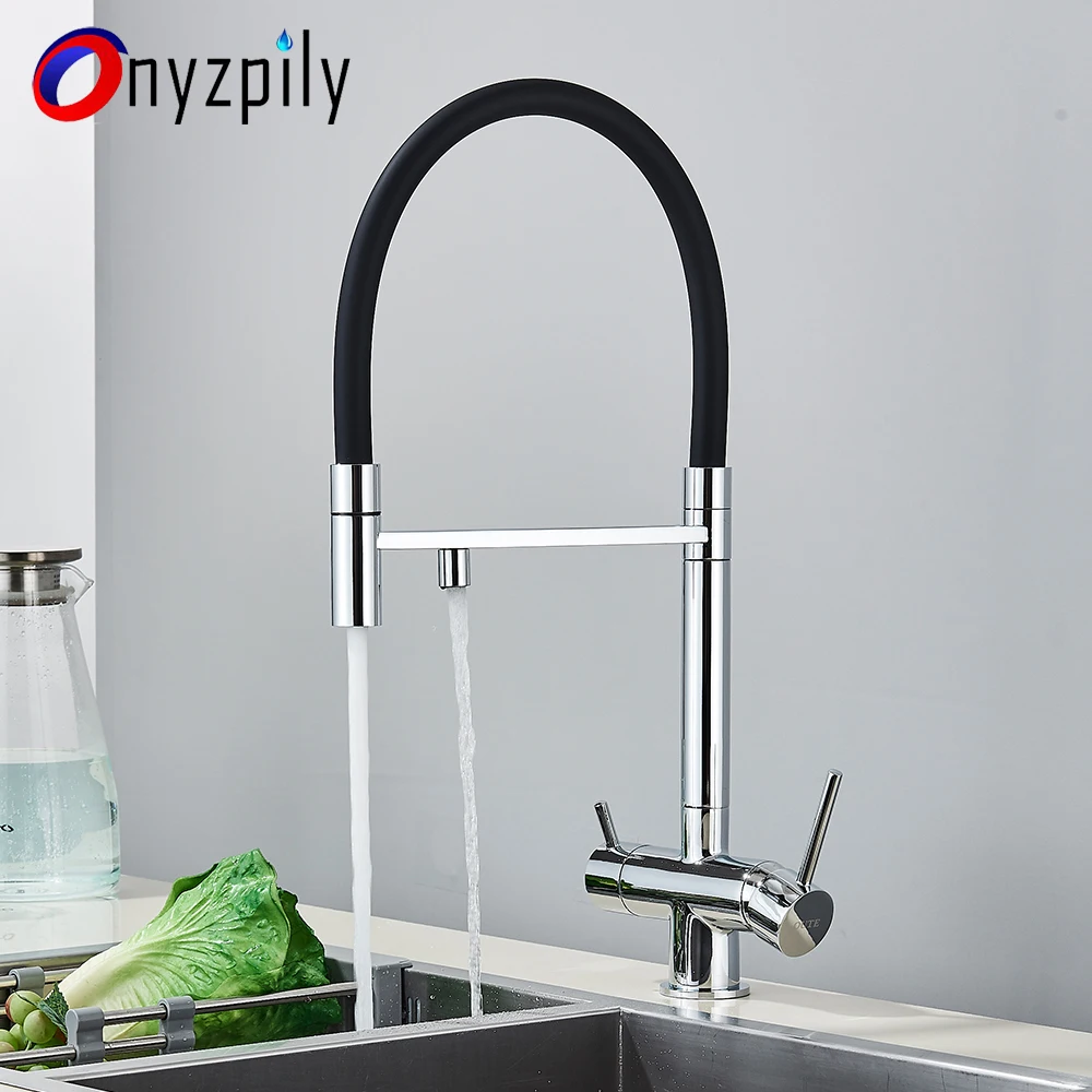 Kitchen Filter Faucet Chrome Deck Mounted Kitchen Mixer Tap 360 Rotate Drinking Sink Tap Water Purification Tap Crane For Kitche