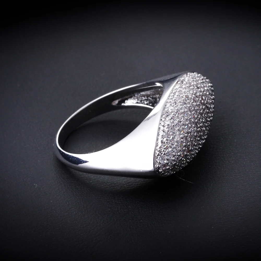 Big Discount Long Oval Shape ring Micro Pave Shiny Cubic Zircon Real Rhodium Plating Luxury Trendy Jewelry For Women
