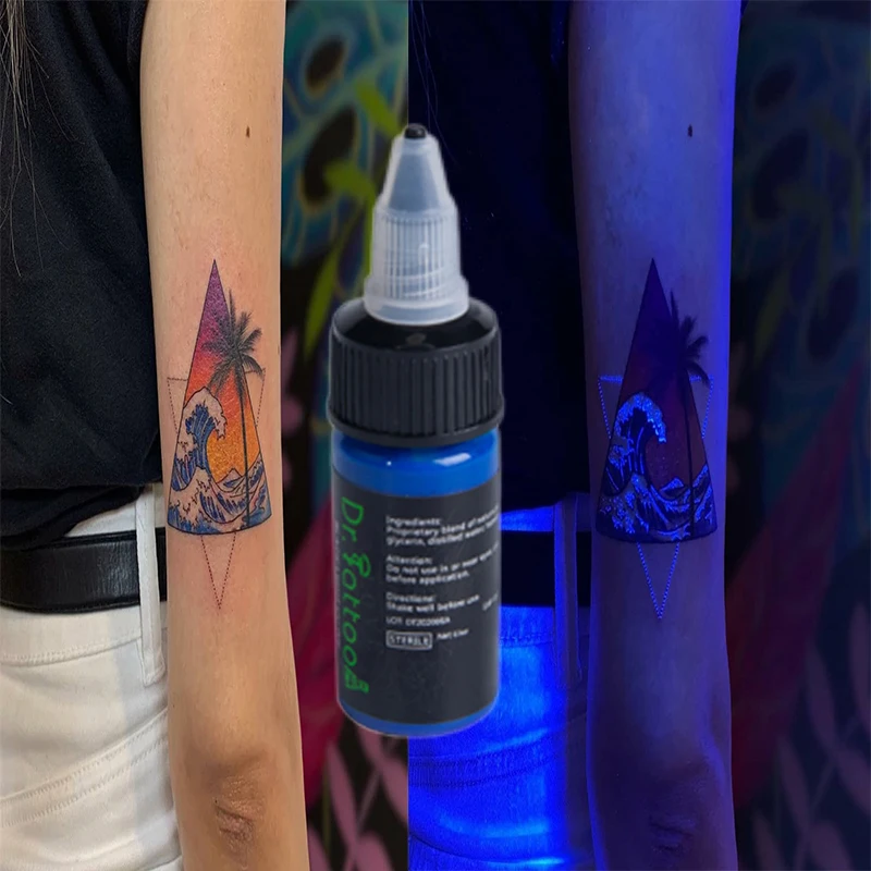 UV Tattoo Inks Pigment 8 Colors Professional Semi-Permanent Microblading  Easy Coloring Body 15ML Purple Light Fluorescent Tattoo