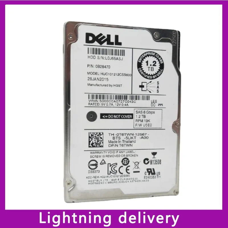 

FOR Dell 1.2TB 6G 10K 2.5" SAS 0T6TWN T6TWN HUC101212CSS600 HDD Hard Drive 98%New